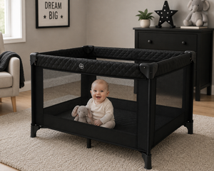 My Babiie MBTC1 Travel Cot - Black Quilted