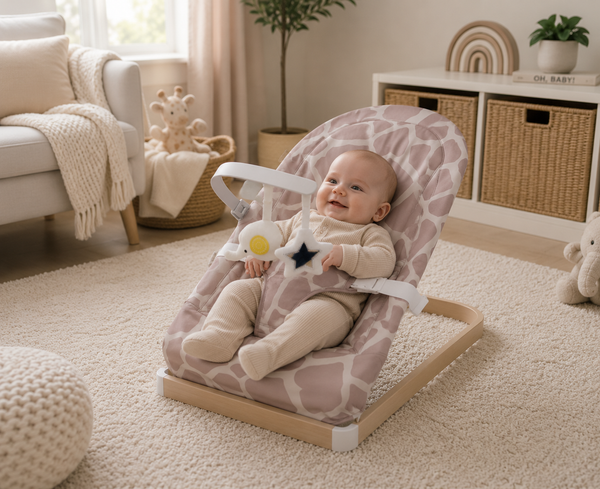 My Babiie Baby Bouncer with Toy Bar - Giraffe