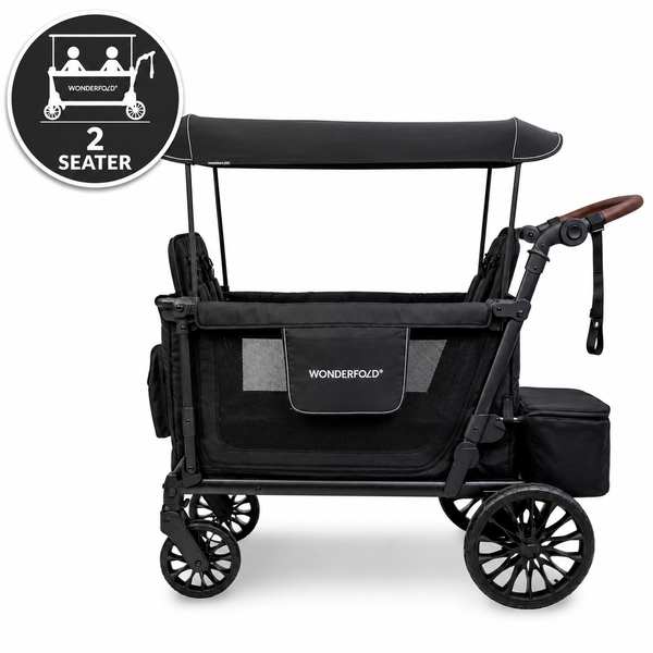 WonderFold L2 Double Stroller Wagon Black - 2 Seater