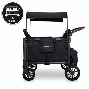 WonderFold W4 Luxe Pro Quad Stroller Wagon – Black - 4 Seater