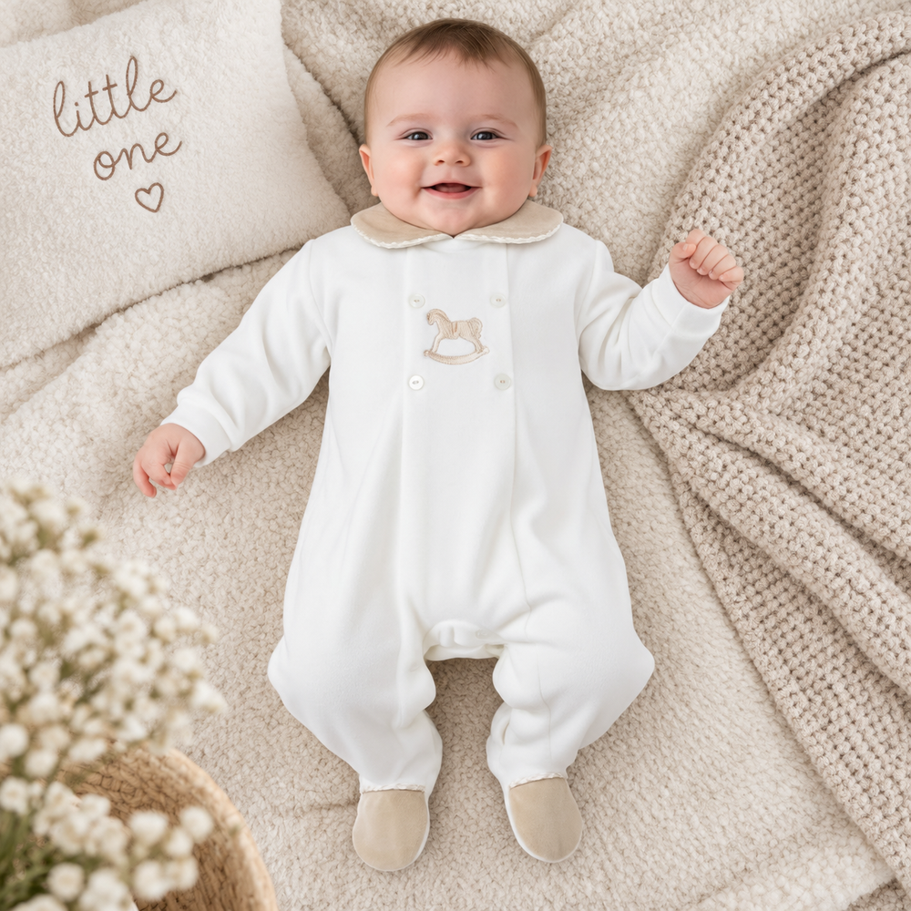 Baby Boys George All in one Velour - Rocking Horse