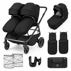 Ickle Bubba Altair Growing Families Double Stroller With Carrycot - Black