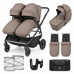Ickle Bubba Altair Growing Families Double Stroller With Carrycot - Mink