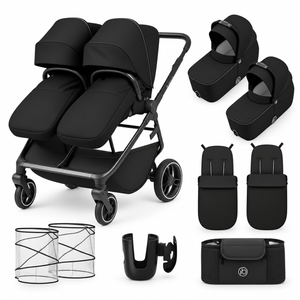 Ickle Bubba Altair Twin Pram with 2 Carrycots – Black