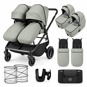 Ickle Bubba Altair Twin Pram with 2 Carrycots – Laurel Green