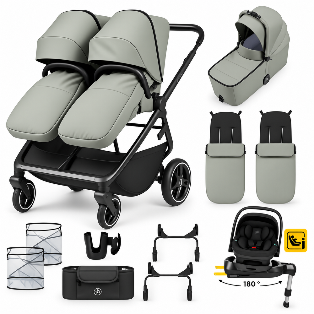 Ickle Bubba Altair Double Travel System Bundle – Laurel Green