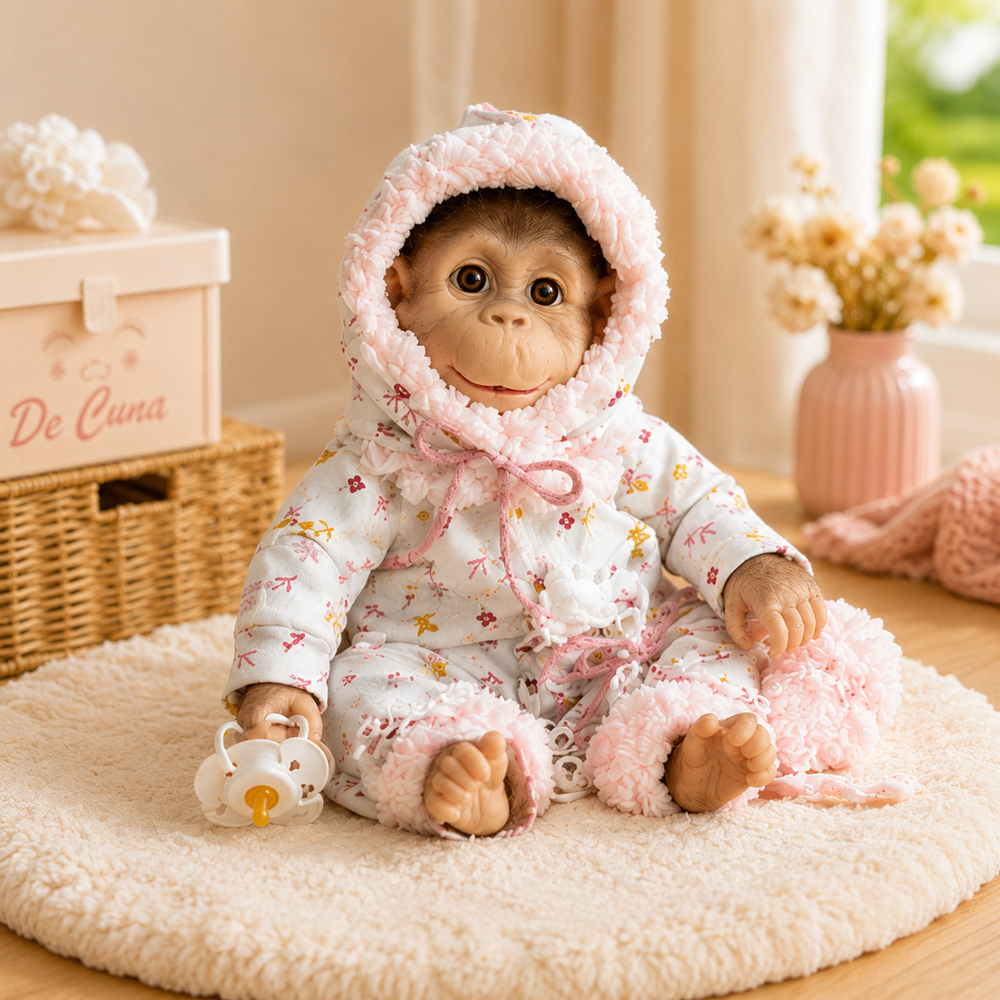 Reborn Monkey Baby With Dummy and Spanish Outfit