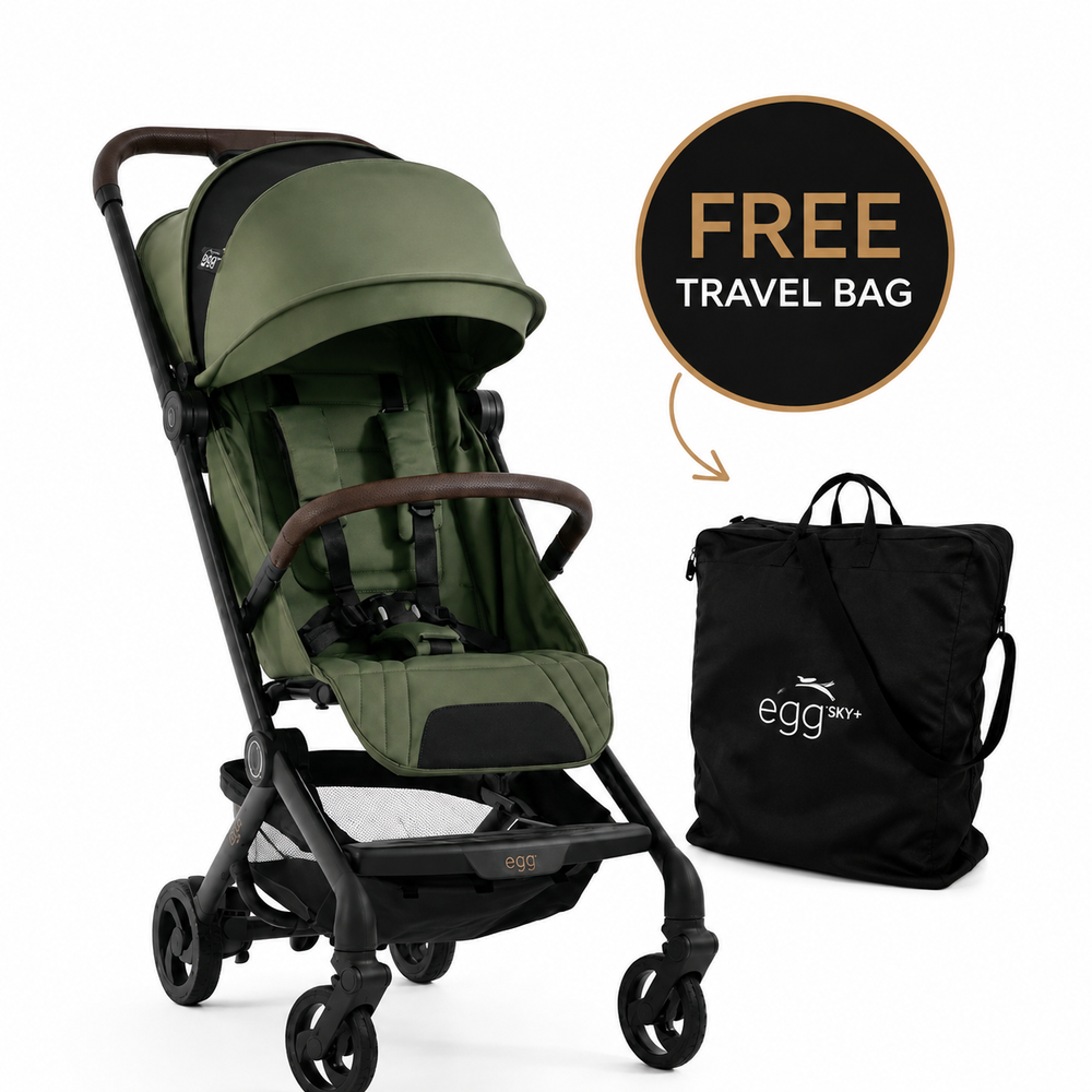 Egg® Sky Stroller in Green | Lightweight Cabin-Approved Travel Pushchair (8kg) - Free Travel Bag