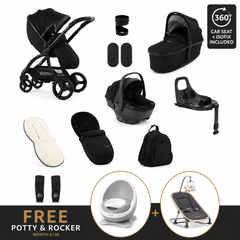 Egg3 Panther Black Luxury Bundle with Shell 360 i-Size Car Seat & 360 ISOFIX Base