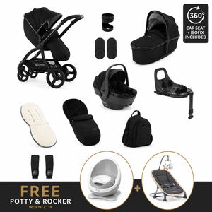 Egg3 Panther Black Luxury Bundle with Shell 360 i-Size Car Seat & 360 ISOFIX Base