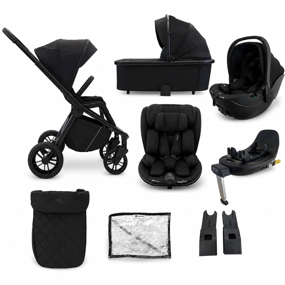 My Babiie MB450i 5-in-1 Travel System with All Stages Spin & Slide Car Seat – Black