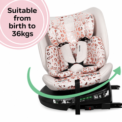 My Babiie MBCS200 Spin R129 Car Seat with Top Tether - Pink Leopard