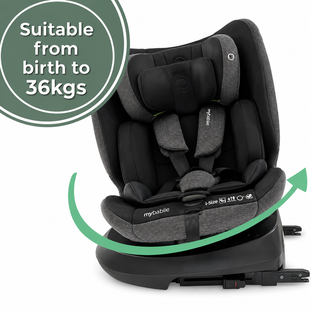 My Babiie MBCS200 Spin R129 Car Seat with Top Tether - Black