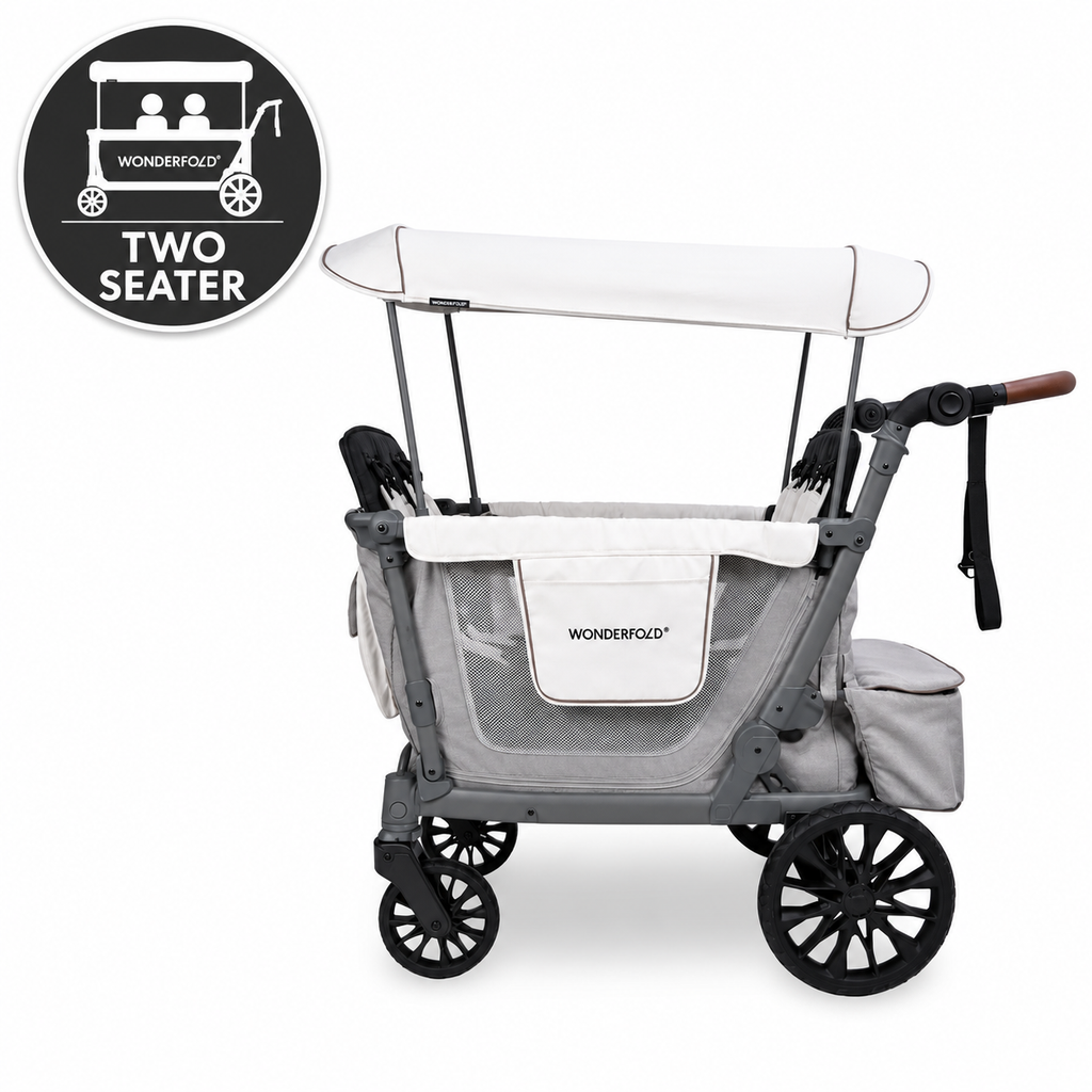 WonderFold L2 Double Stroller Wagon Grey - 2 Seater