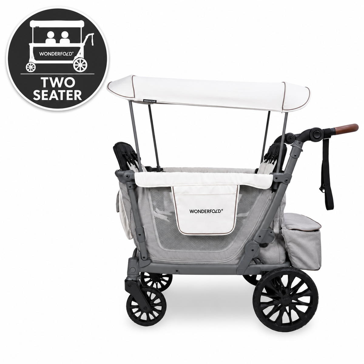 WonderFold L2 Double Stroller Wagon Grey - 2 Seater