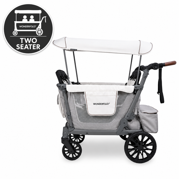 WonderFold L2 Double Stroller Wagon Grey - 2 Seater