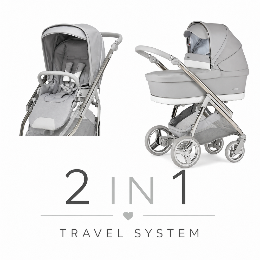 Bebecar Mini Pop 2 in 1 Travel System - Silver Grey