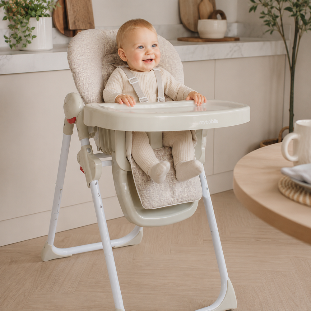 My Babiie MBHC8 Premium Highchair in Oatmeal Herringbone