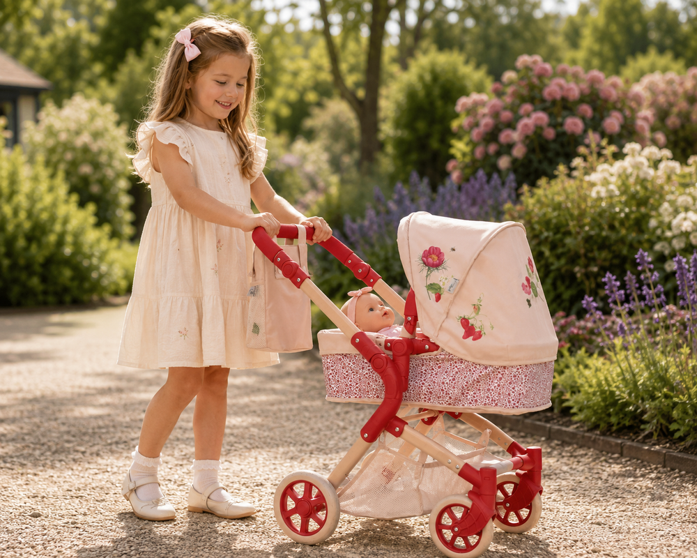 Roma RHS Flora Single Dolls Pram – Eco-Friendly 2-in-1 Toy Pram for Ages 3+