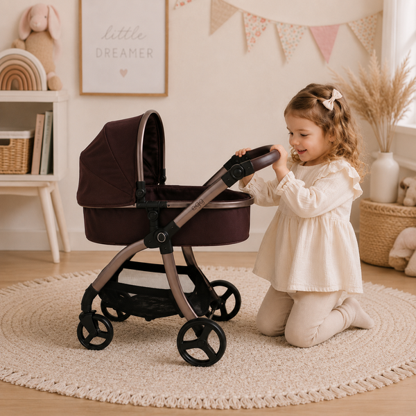 Egg Dolls Pram Mulberry – Luxury 2-in-1 Doll Pushchair (Age 3–10)