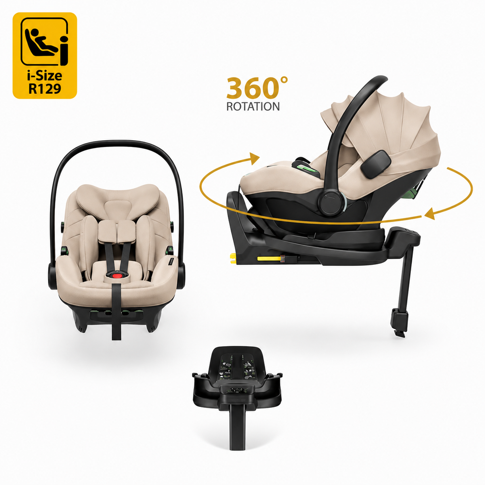 Avionaut Pixel 3 Infant Carrier & Orbit Isofix Bundle– Beige (40–86cm | 0–13kg)