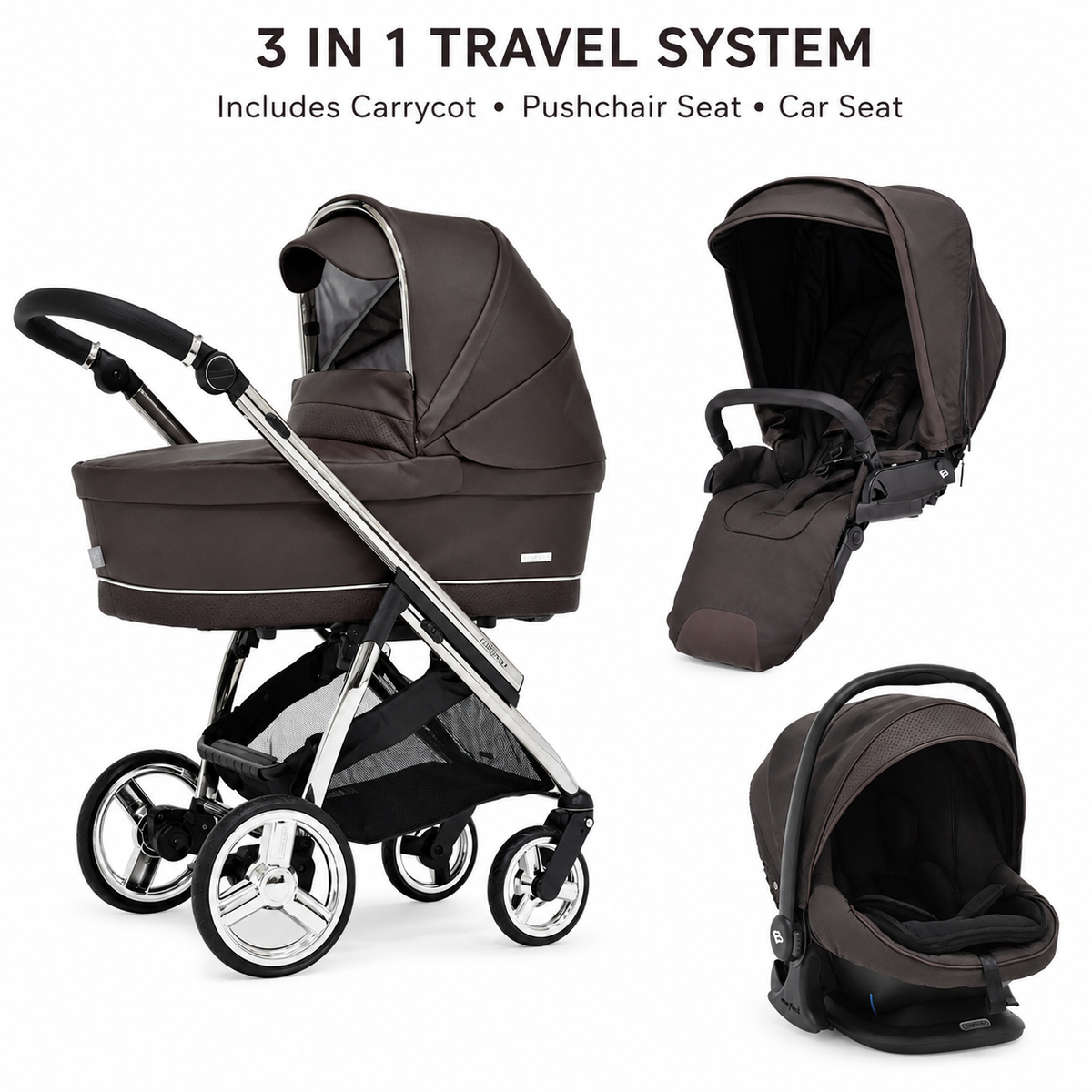 Bebecar Mini Pop 3 in 1 Travel System - Cacao