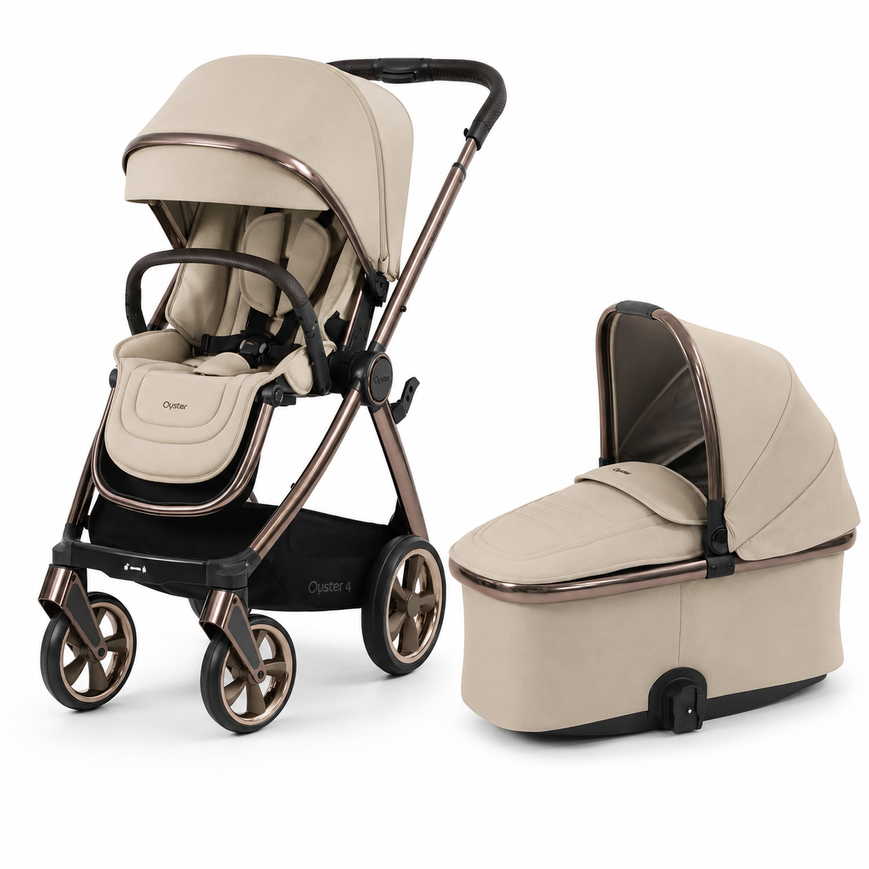 BabyStyle Oyster 4 Buttermilk 2 in 1 Bundle | Pushchair & Carrycot Set from Birth