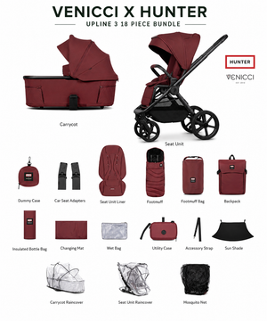 Venicci x Hunter Upline 3 Red 2-in-1 Pram & Pushchair