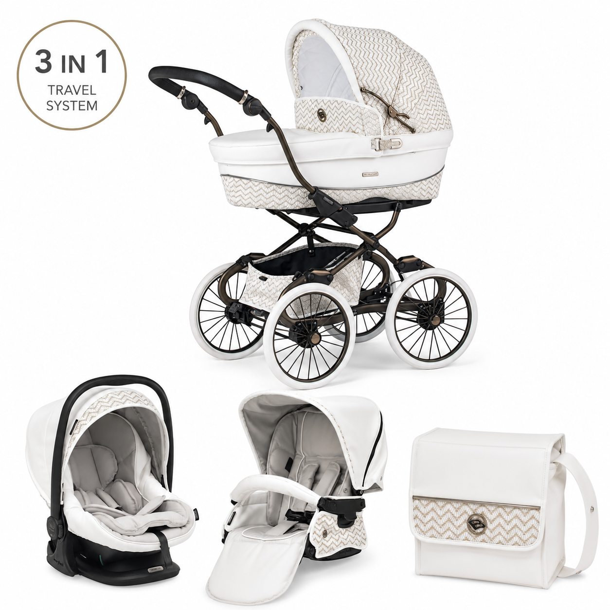 Bebecar Stylo Woven White 3 in 1 Travel System - New 2026 Prive Range