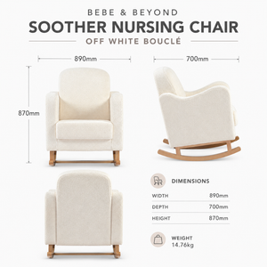 Bebe & Beyond Soother Nursing Chair & Footstool – Off White Bouclé