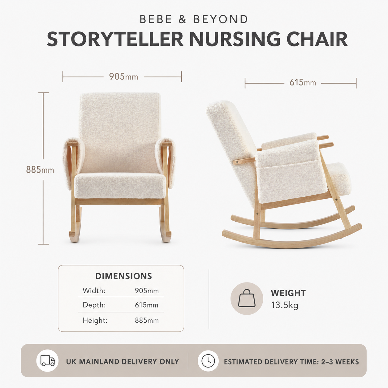 Bebe & Beyond Storyteller Nursing Chair – Off White Teddy
