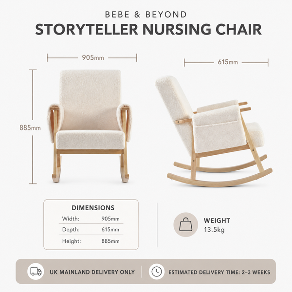 Bebe & Beyond Storyteller Nursing Chair & Footstool – Off White Teddy