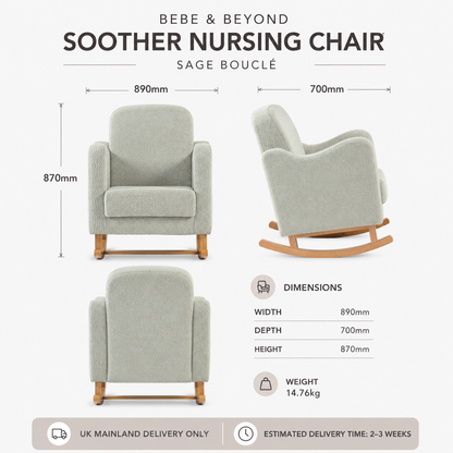 Bebe & Beyond Soother Nursing Chair – Sage Bouclé