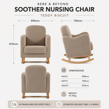 Bebe & Beyond Soother Nursing Chair with Footstool– Biscuit Teddy