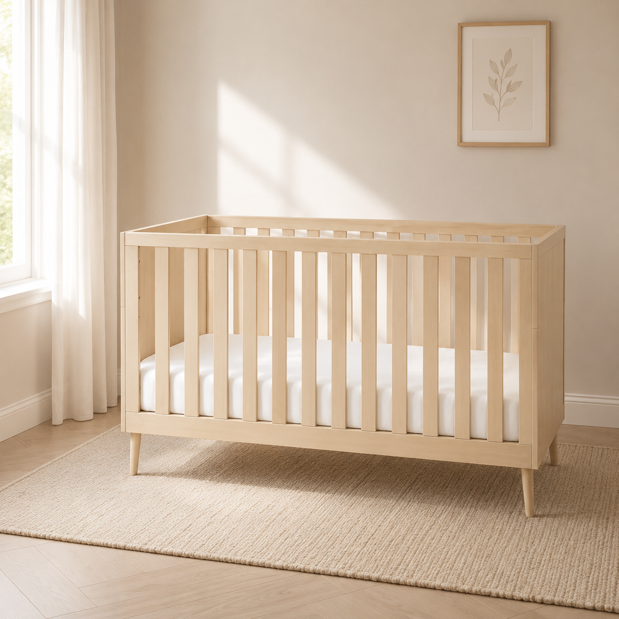 Babymore Dante Cot Bed - Natural