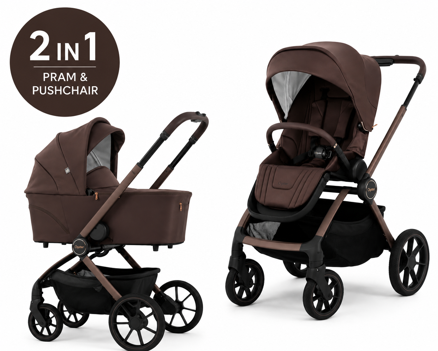 BabyStyle Oyster Vee Pram & Pushchair – Chocolate