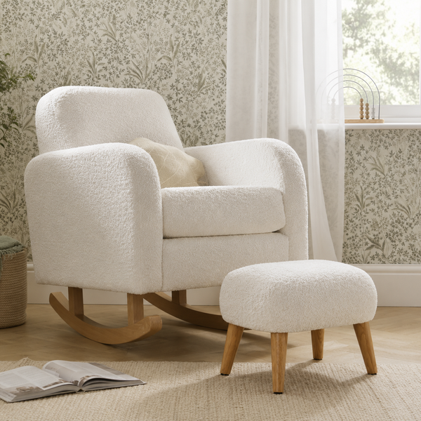 Cuddle Co Etta Nursing Chair Plus Foot Stool - Boucle Off White