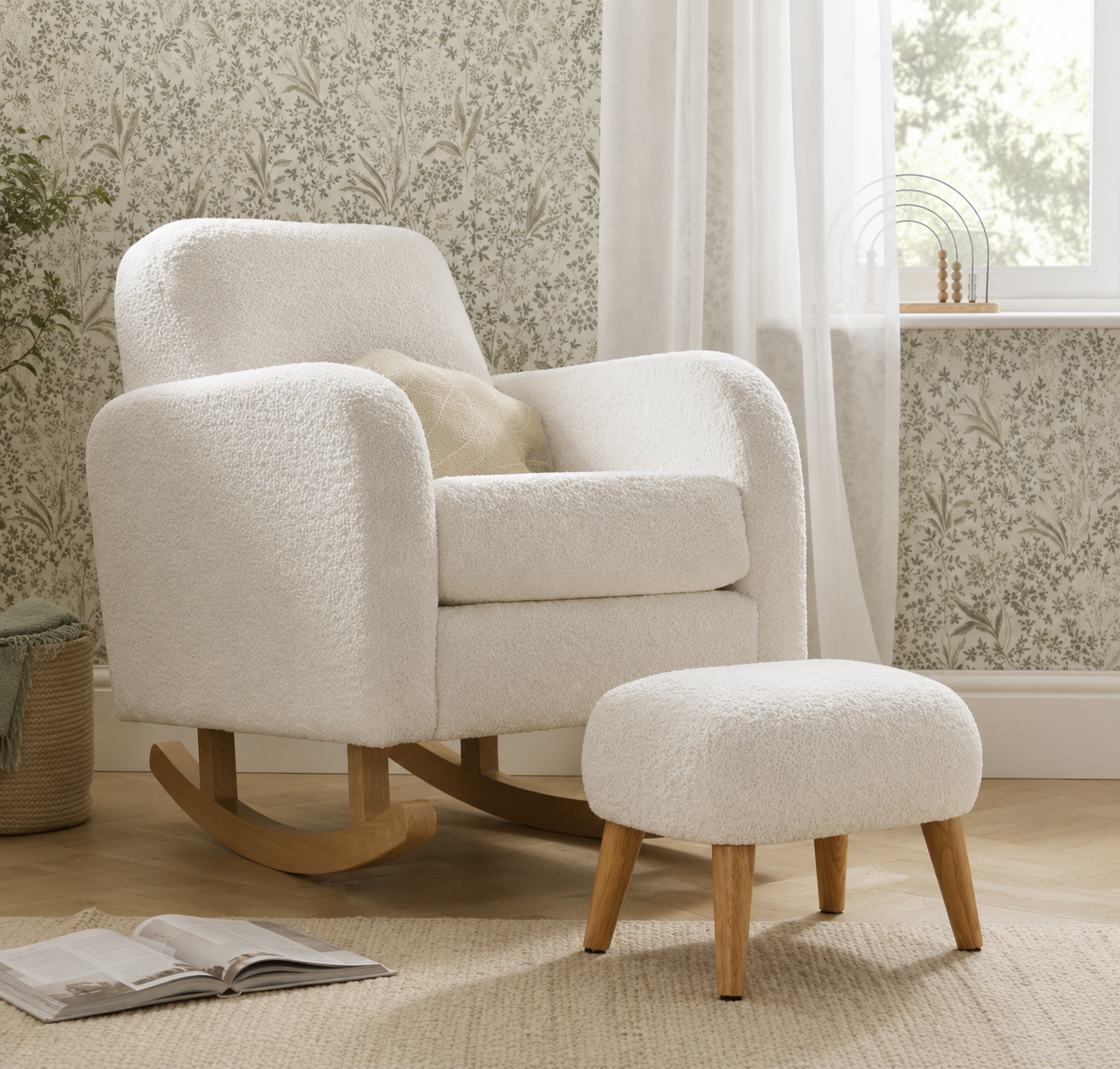 Cuddle Co Etta Nursing Chair Plus Foot Stool - Boucle Off White