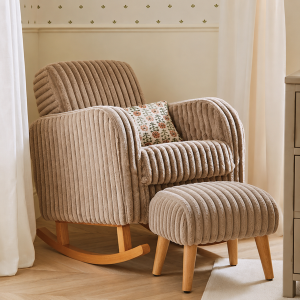 Cuddle Co Etta Faux Fur Nursing Chair Plus Footstool - Mink