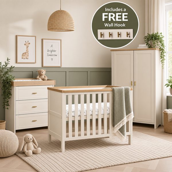 OBaby Evie 3 Piece Mini Room Set – Cashmere & Pine + FREE Evie Wall Hook