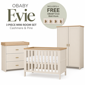 OBaby Evie 3 Piece Mini Room Set – Cashmere & Pine + FREE Evie Wall Hook