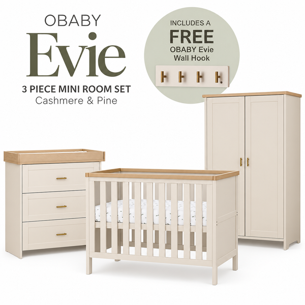 OBaby Evie 3 Piece Mini Room Set – Cashmere & Pine + FREE Evie Wall Hook