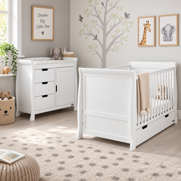 OBaby Stamford Classic 2 Piece Nursery Room Set - White