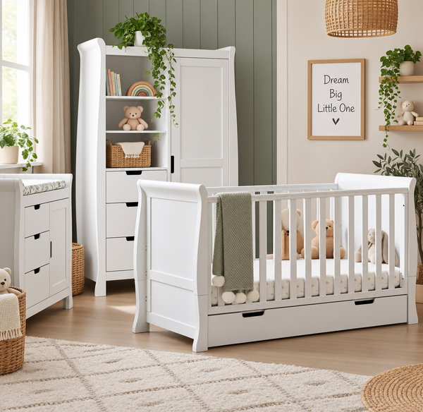 OBaby Stamford Classic 3 Piece Nursery Room Set - White