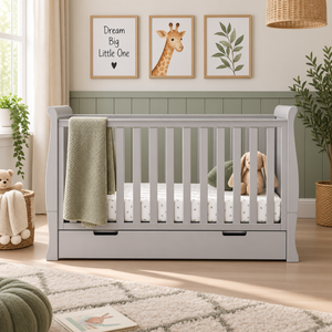 OBaby Stamford Classic Cot Bed - Warm Grey with Under Bed Drawer