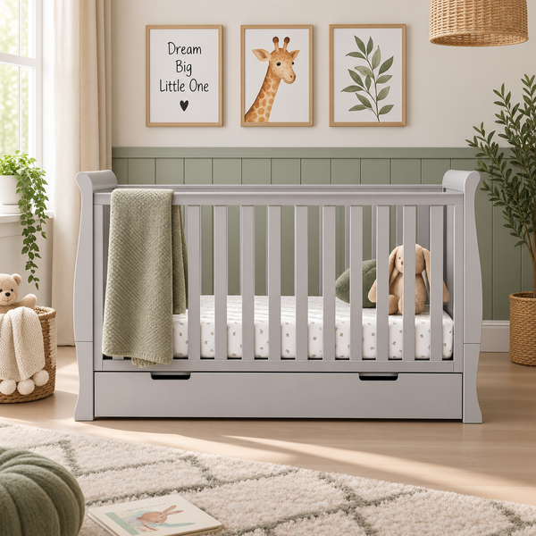 OBaby Stamford Classic Cot Bed - Warm Grey with Under Bed Drawer