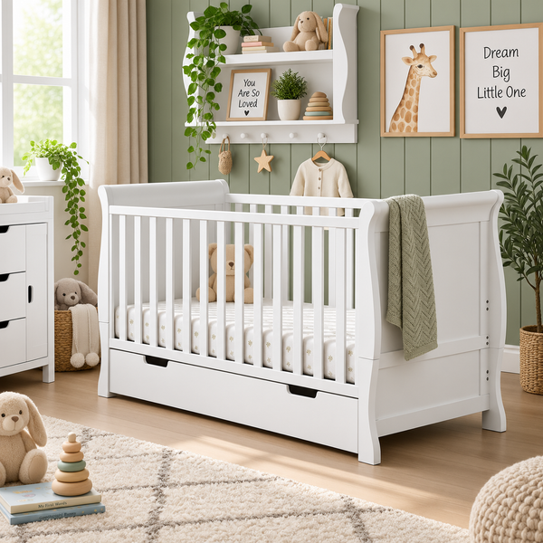 OBaby Stamford Classic Cot Bed - White with Under Bed Drawer