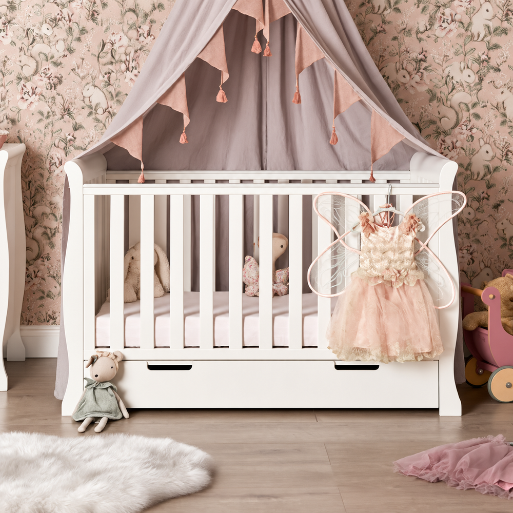 OBaby Stamford Mini Sleigh Cot Bed - White