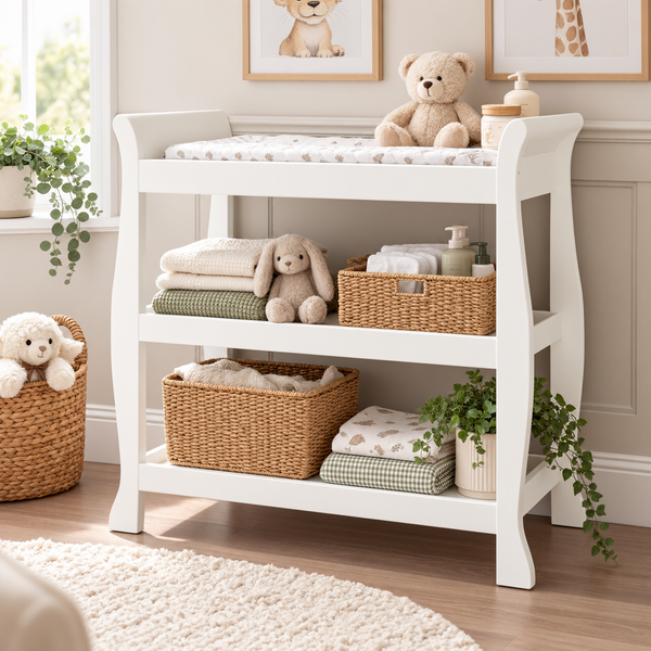 OBaby Stamford Sleigh Open Changing Unit in White
