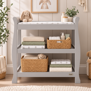 OBaby Stamford Sleigh Open Changing Unit in Warm Grey